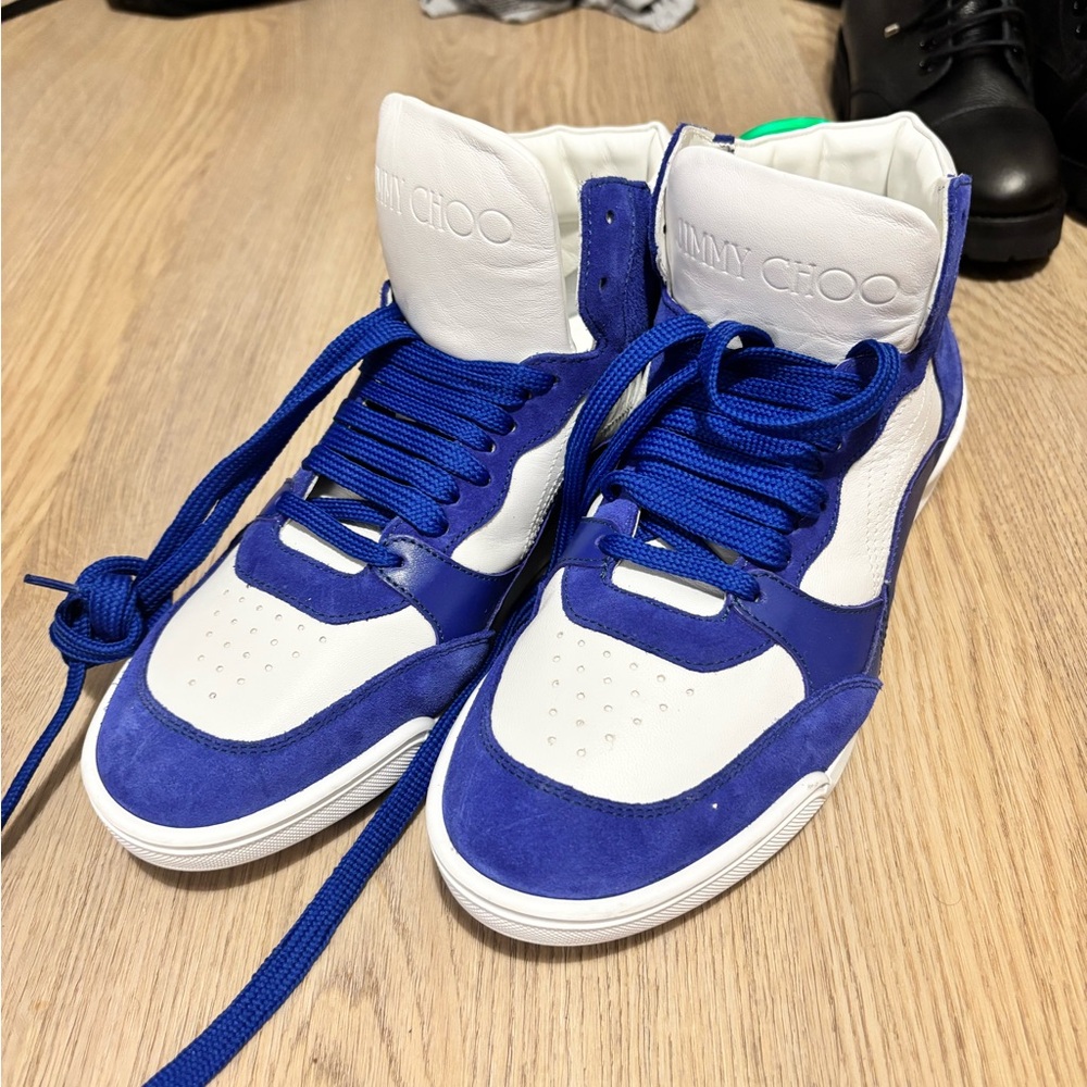 Jimmy Choo Blue and White Sneakers